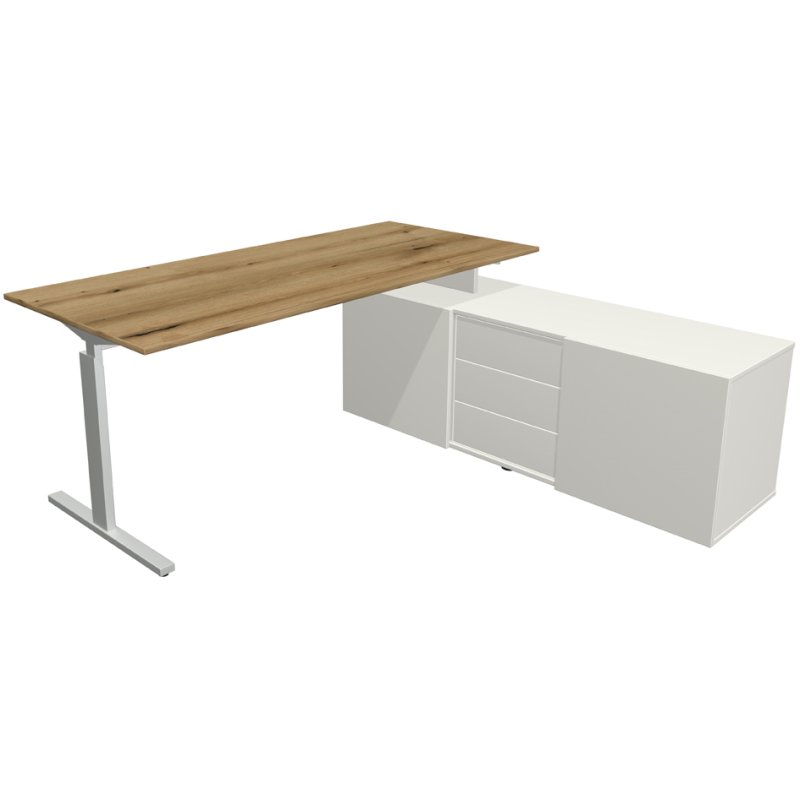 kerkmann poste de travail complet Form 2, gris clair, bureau 180×80 cm, buffet