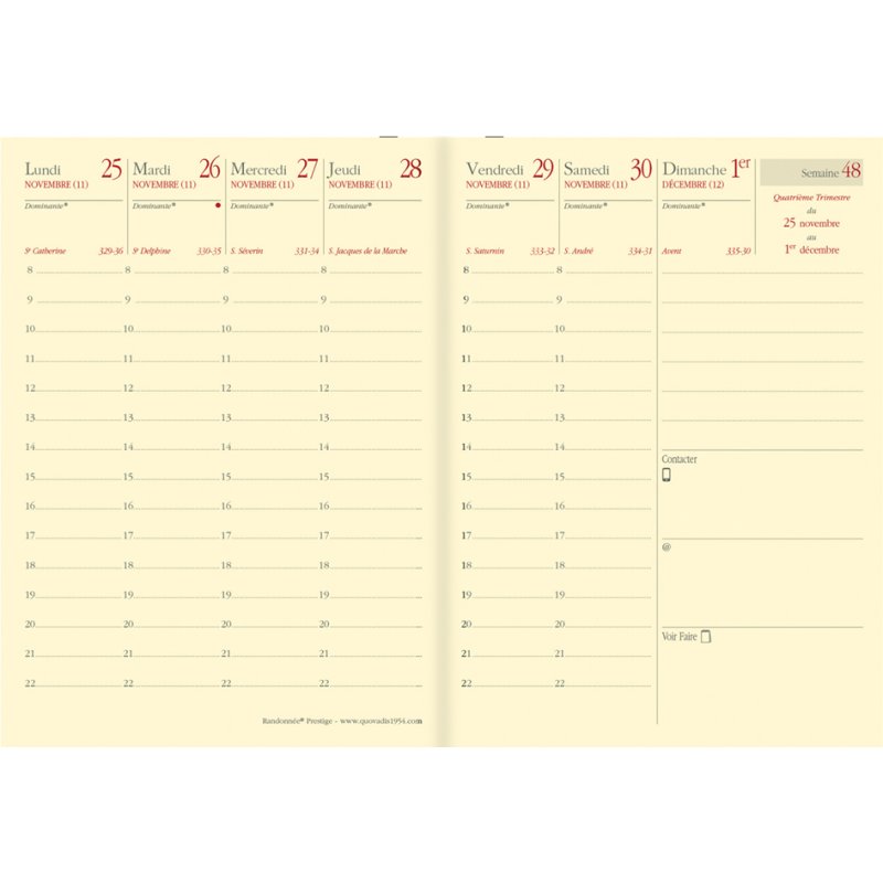 QUO VADIS agenda Randonnée Prestige 2027, 90 x 125 mm, camel