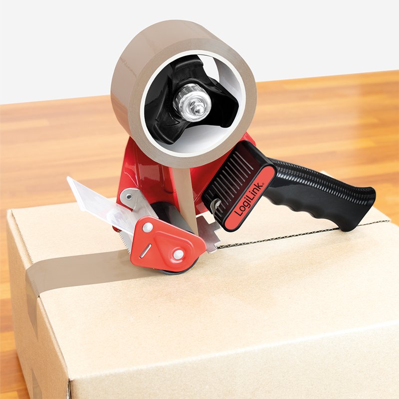 LogiLink dérouleur manuel pour ruban d'emballage, noir/rouge, 50 mm × 66 m