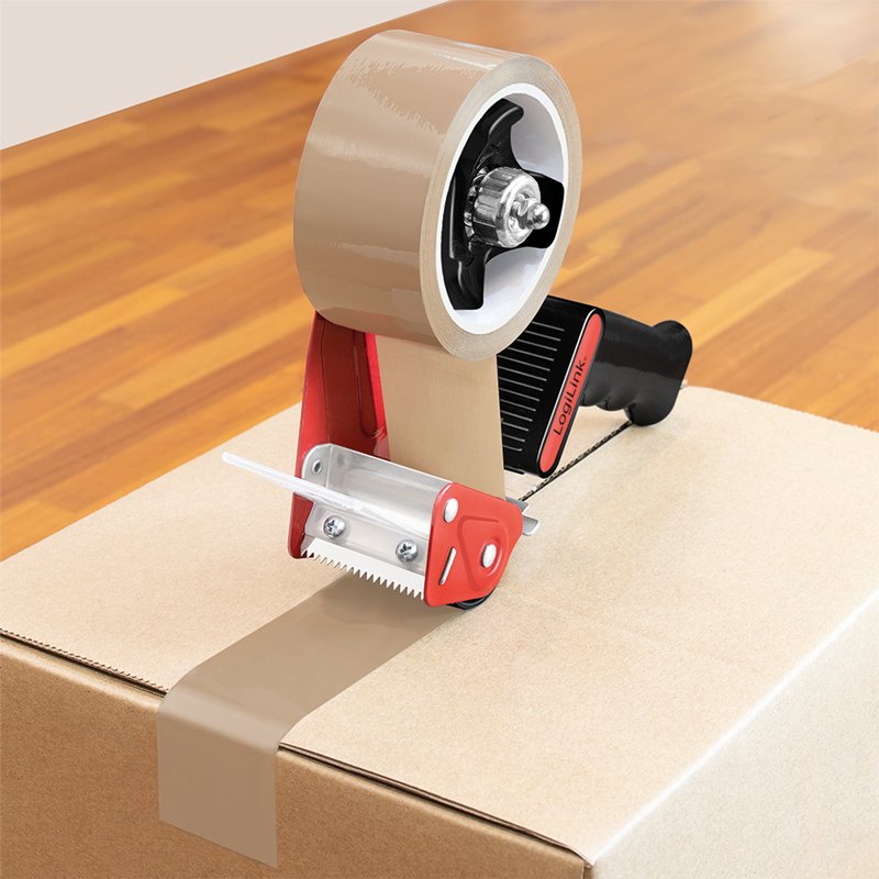 LogiLink dérouleur manuel pour ruban d'emballage, noir/rouge, 50 mm × 66 m