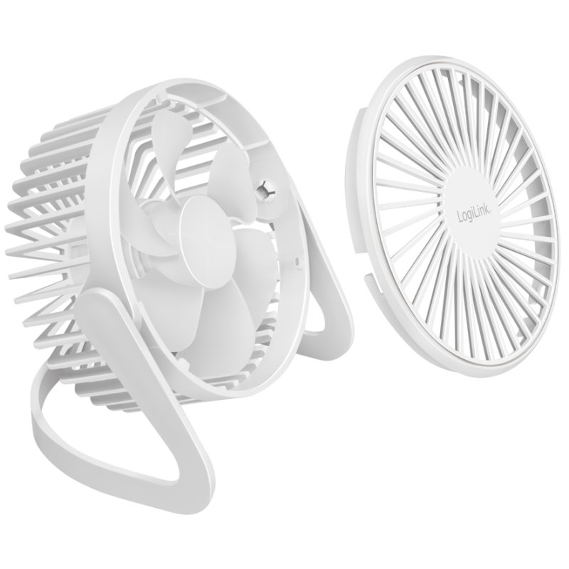 LogiLink Ventilateur de Bureau USB, blanc, 30 dB, 127 mm