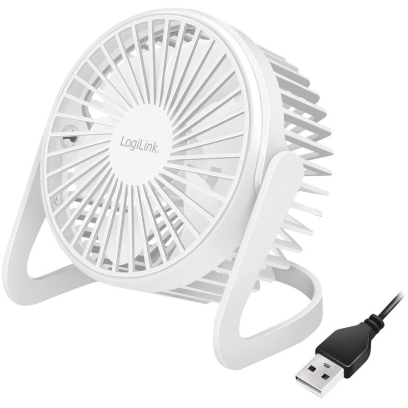 LogiLink Ventilateur de Bureau USB, blanc, 30 dB, 127 mm