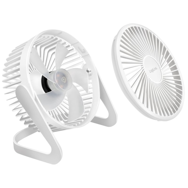 LogiLink Ventilateur USB de Bureau, Rotatif 360°, Blanc, 152,4 mm