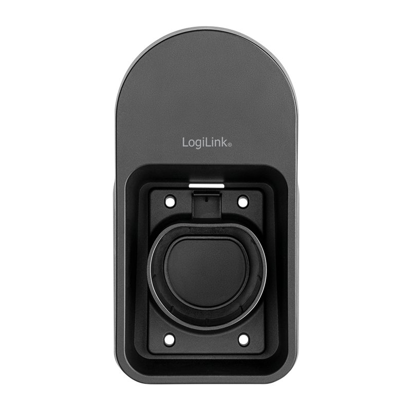 LogiLink wall holder with cable storage for electric car charging cable, black plastic, 10 kg load capacity