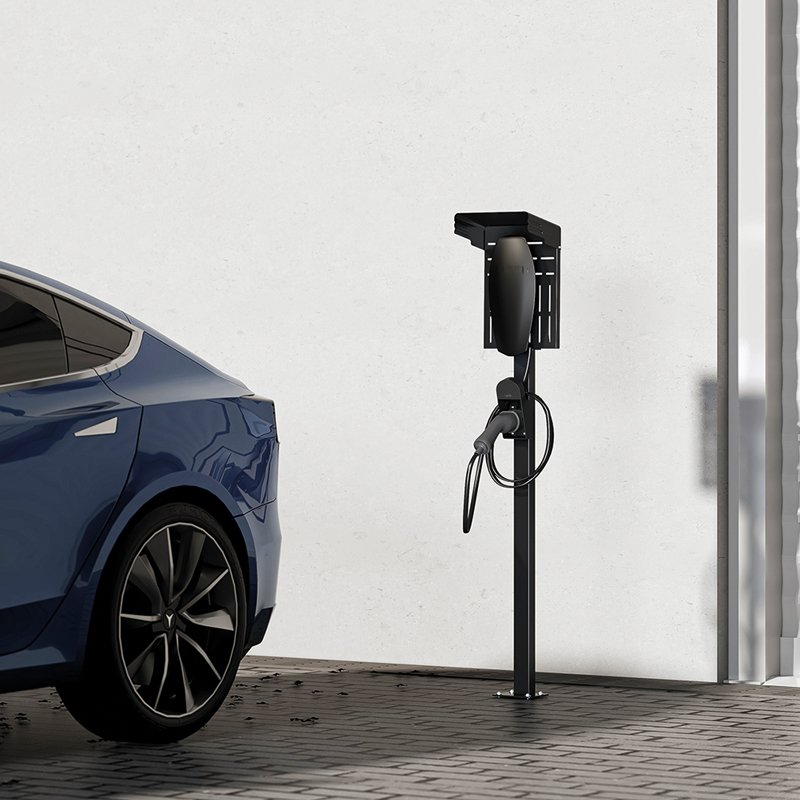 LogiLink wall holder with cable storage for electric car charging cable, black plastic, 10 kg load capacity
