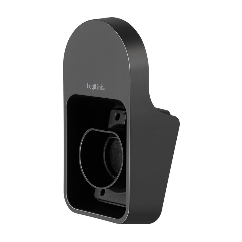 LogiLink wall holder with cable storage for electric car charging cable, black plastic, 10 kg load capacity