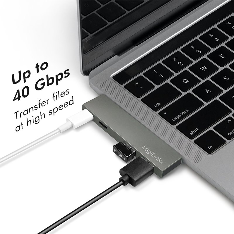 LogiLink Station d'accueil USB 3.2 Gen2x2, 4 ports, Power Delivery, argent
