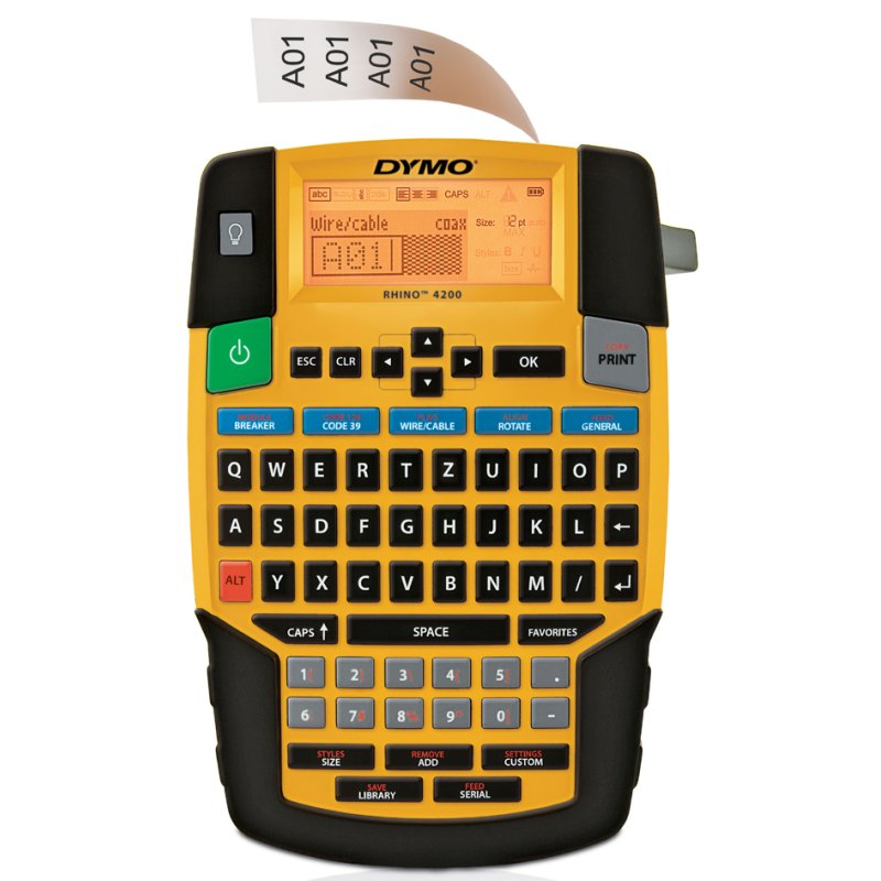 Dymo RHINO 4200 industriële labelprinter, QWERTZ-toetsenbord, max. 19 mm drukbreedte