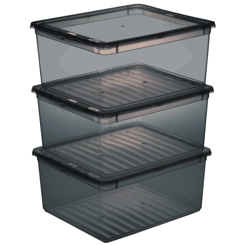 keeeper boîtes de rangement 'bea', 3×11 litres, gris cristal, 3 pièces