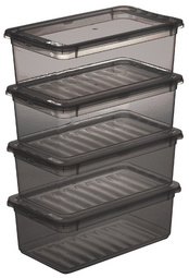 keeeper opbergboxen set bea, grijs-transparant, 18 liter, 3 stuks