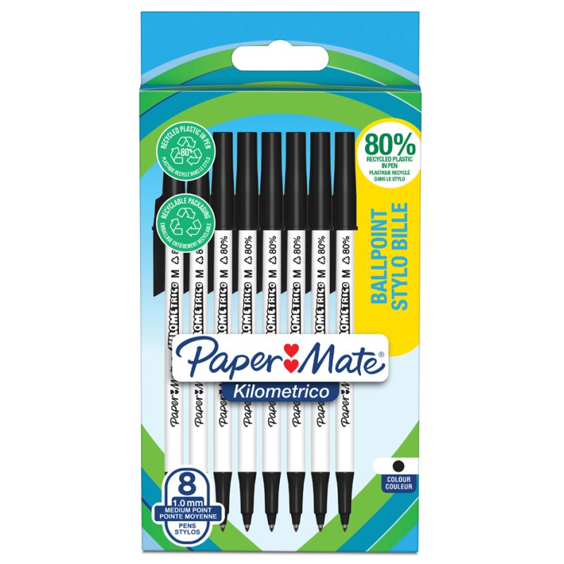 PAPER:MATE stylos Kilometrico, mélange de couleurs, 8 pièces