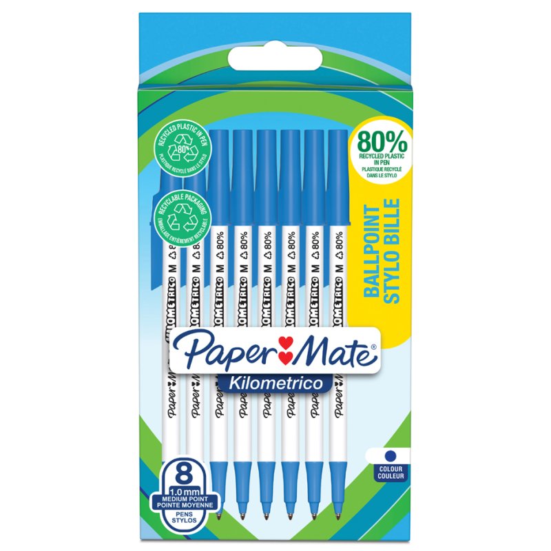 PAPER:MATE stylos Kilometrico, mélange de couleurs, 8 pièces