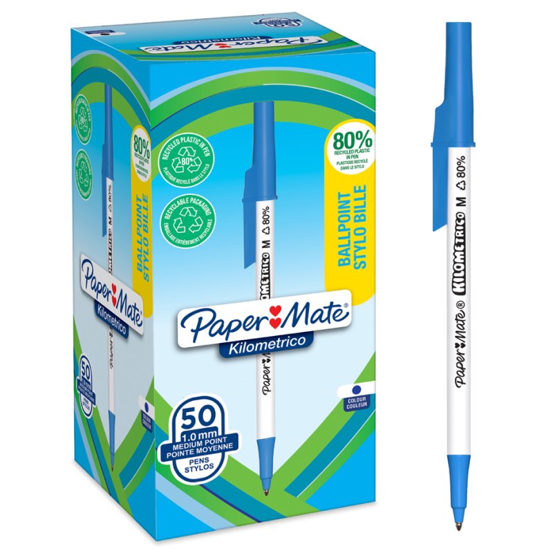 PAPER:MATE stylos Kilometrico, noir, 50 pièces