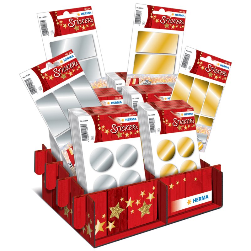 HERMA Christmas stickers DECOR gifts, gold & silver, 60 small packs