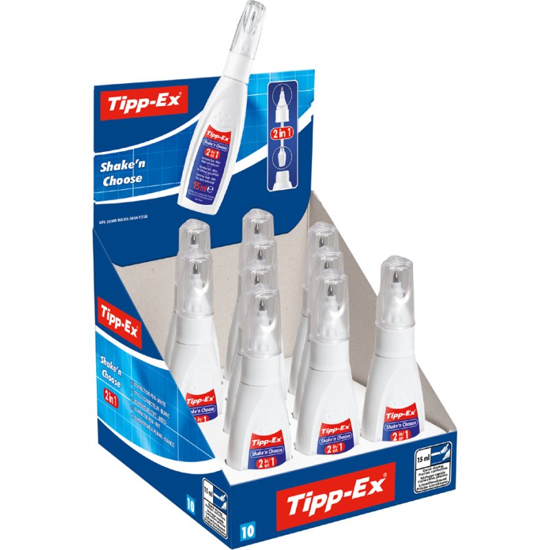 Tipp-Ex correctievloeistof Shake'n Choose, 10 stuks display
