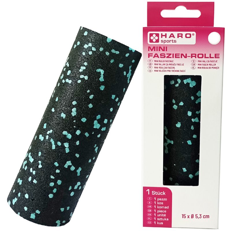 HARO mini-rouleau de massage, noir/vert menthe, 53 mm × 150 mm, EPP