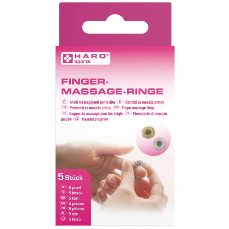 HARO vingermassagering set, koolstofstaal, 5 stuks, goud en zilver