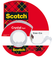 Scotch plakband Crystal, transparant, 19 mm × 15 m, met handafroller