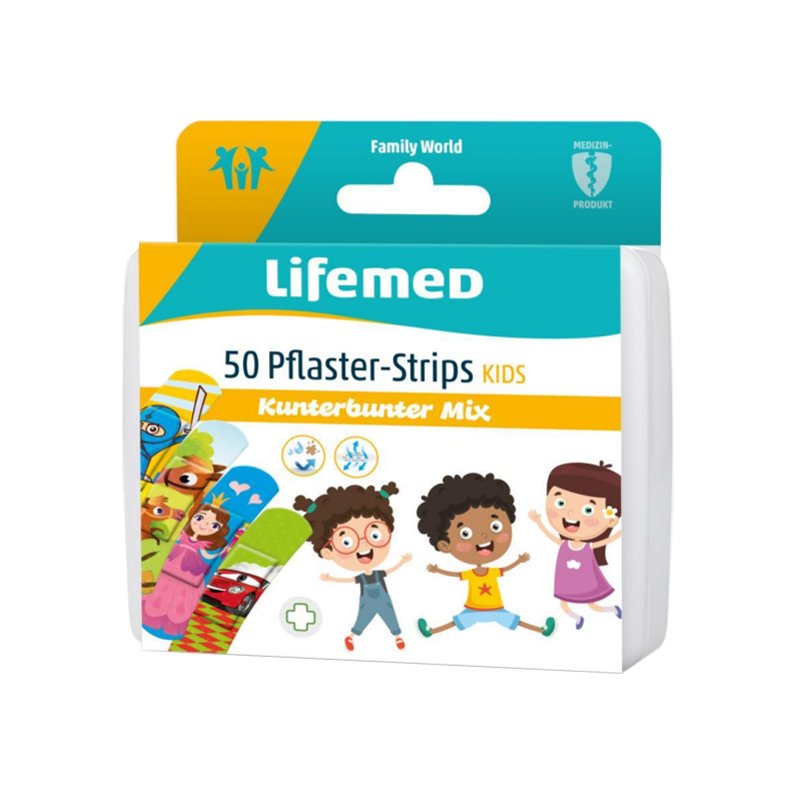 Lifemed pansements enfant mix, 60×17 mm, 4 motifs, 50 pièces