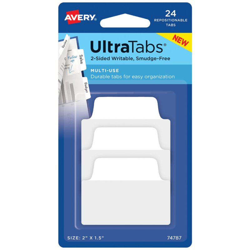 AVERY Zweckform bandes adhésives UltraTabs Klassik, 50,8 × 38 mm, vert/bleu/rouge, 24 pièces