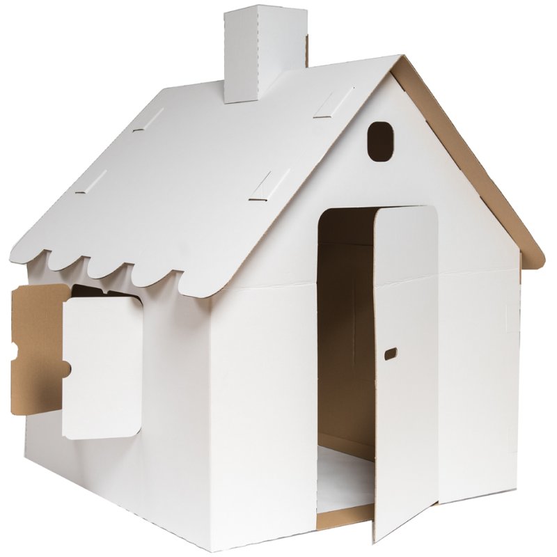 SMARTBOXPRO maison de jeu carton ondulé, blanc, 97×94×100 cm, à peindre
