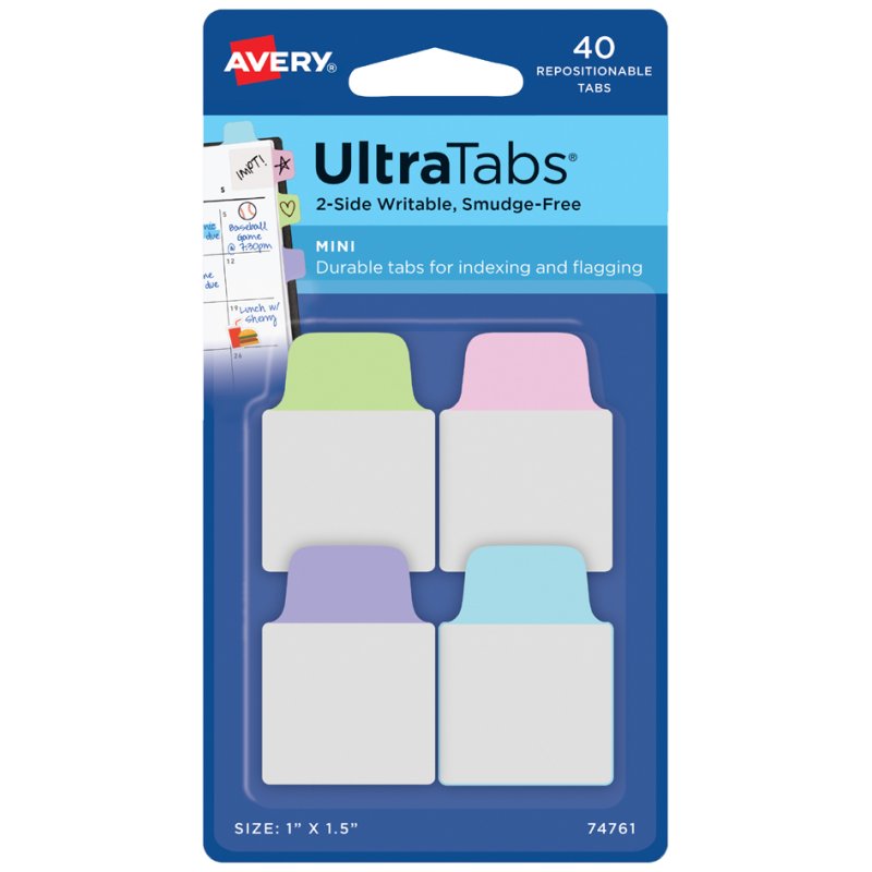 AVERY Zweckform hechttabs UltraTabs Klassik, 25,4 × 38 mm, gekleurd, 40 stuks