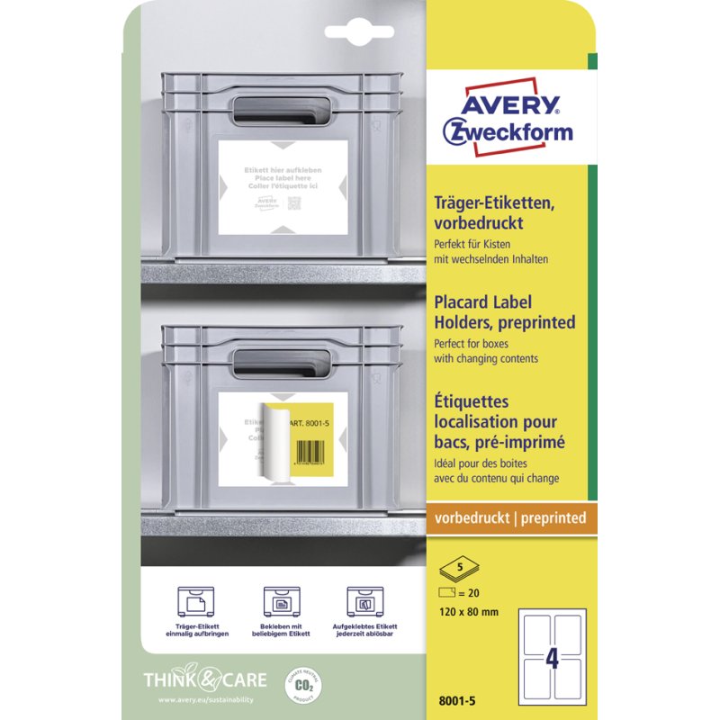 AVERY Zweckform étiquettes réutilisables, 120×80 mm, blanc/gris clair, 20 pièces