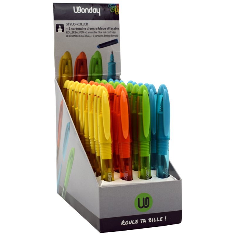 Wonday stylos à bille, présentoir jaune/orange/vert/bleu, 36 pièces
