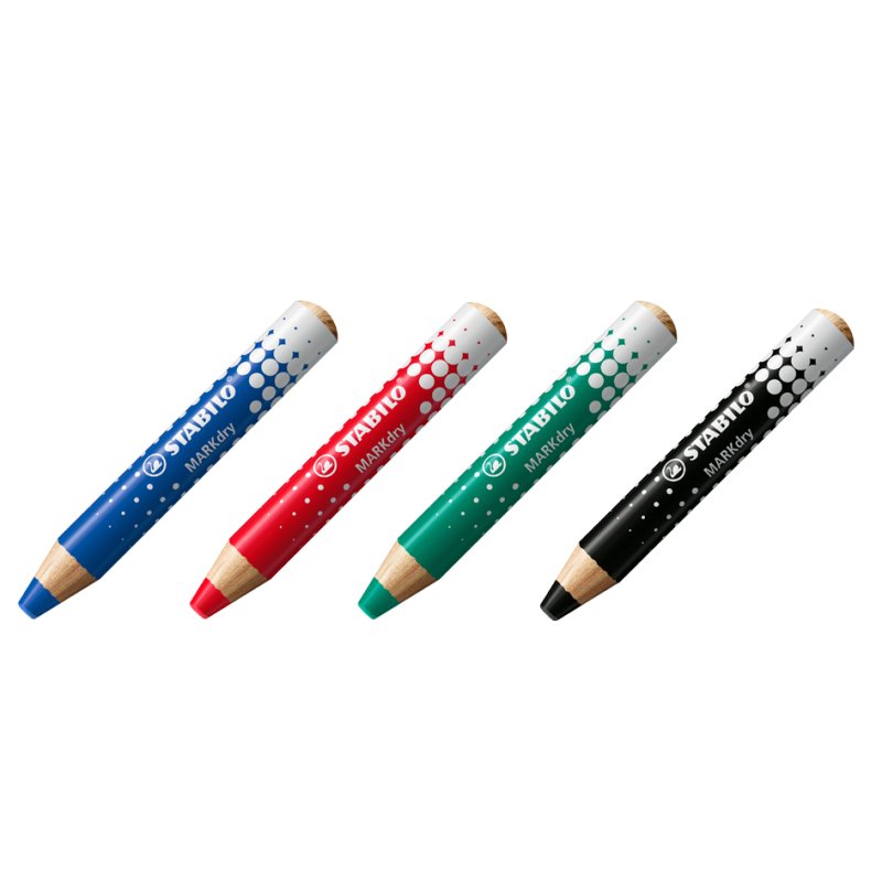 STABILO whiteboard markers MARKdry, set of 4 pieces, blue/red/green/black