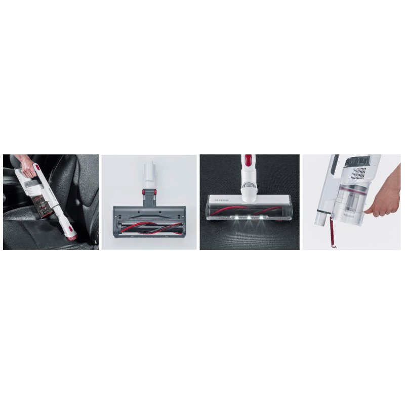 SEVERIN draadloze steelstofzuiger S'Power HV 7152, 22,2 V Li-ion accu, wit/rood, 40 min looptijd