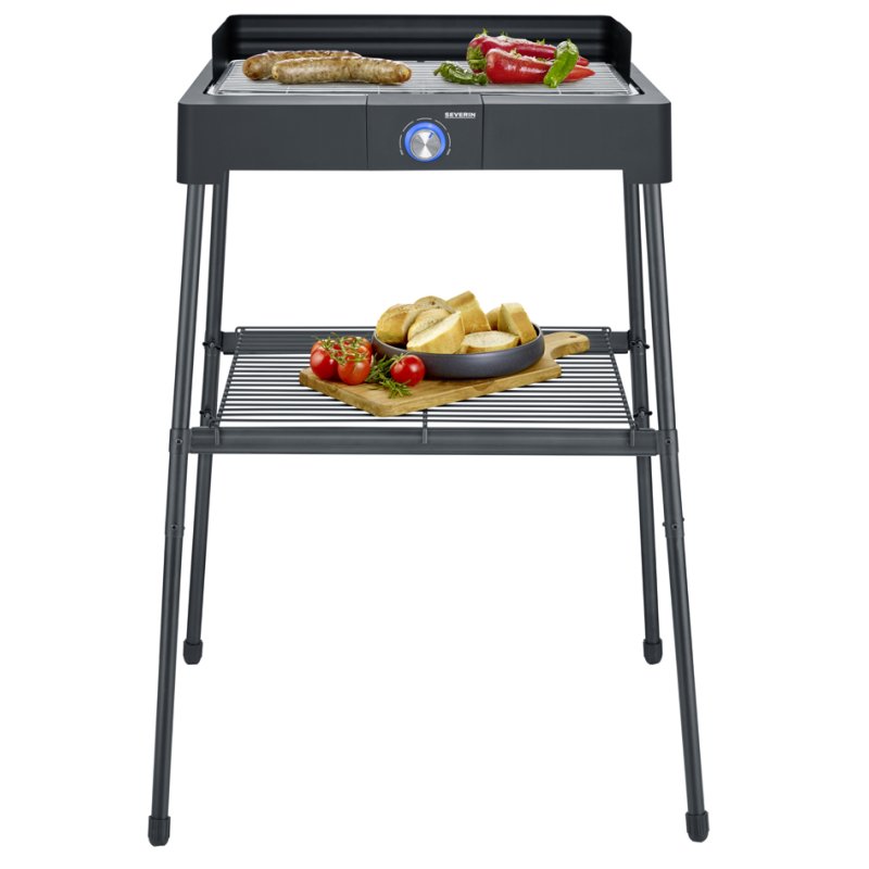SEVERIN free-standing electric grill PG 8566, black, stainless steel grid