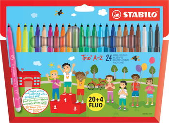 STABILO Trio A-Z viltstiften, driekantig, 24 stuks, uitwasbaar