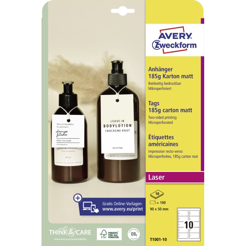 AVERY Zweckform étiquettes carton, 50 × 50 mm, blanc, 150 pièces