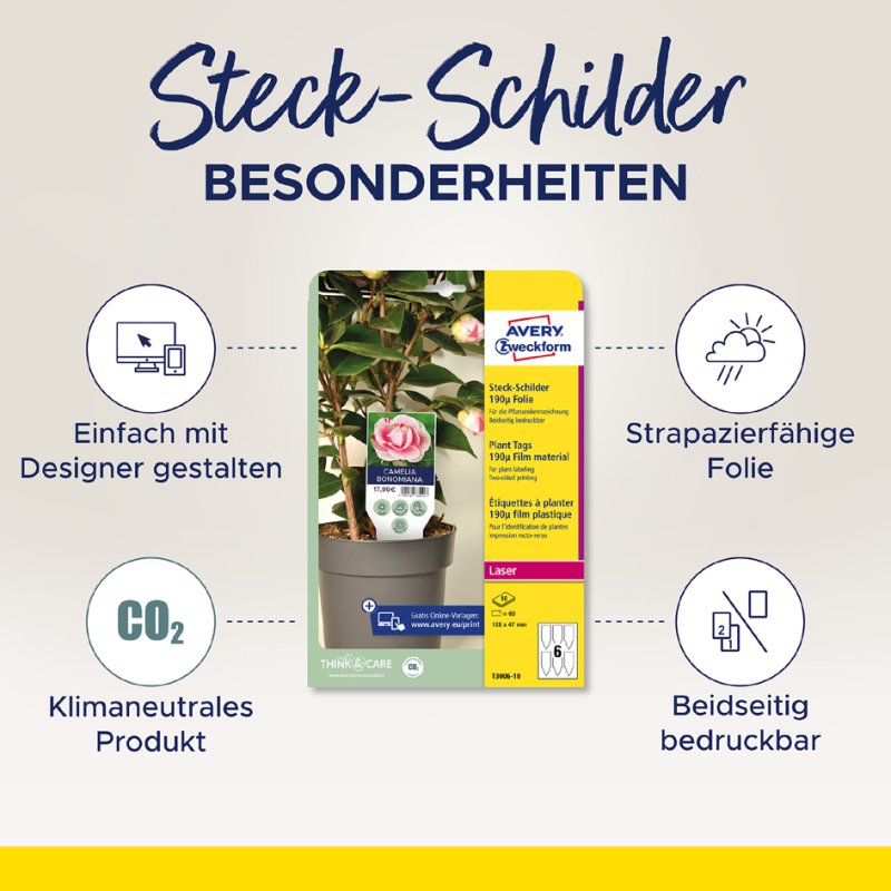 AVERY Zweckform steeklabels folie, wit, 60 stuks