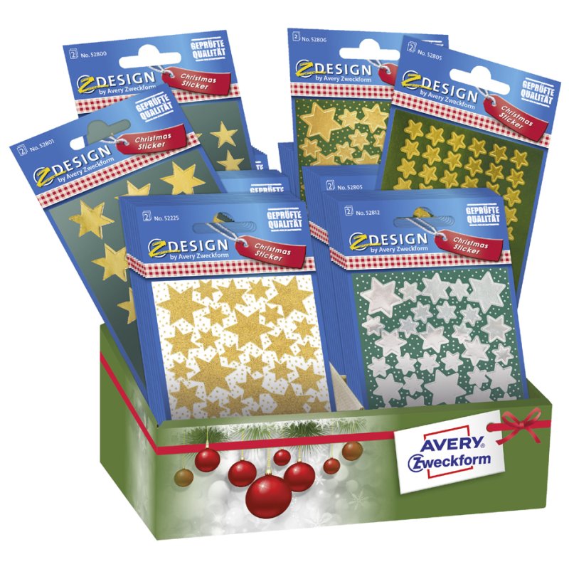 AVERY Zweckform kerstmis-stickers Sterren, glansfolie, goud en zilver, 60 pakjes