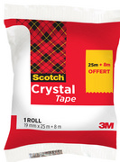 Scotch plakband Crystal, transparant, 19 mm × 25 m, 12 stuks
