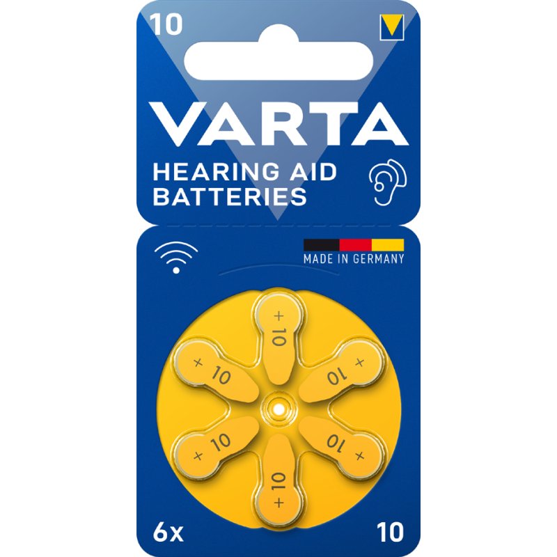 VARTA hoortoestel batterijen 10, zink-lucht, 1,45V, 6 stuks
