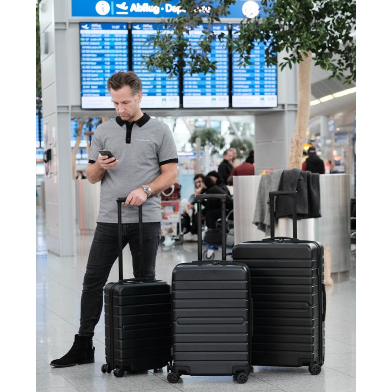 JSA reiskoffer set, 50% gerecycled ABS, zwart, 3 koffers