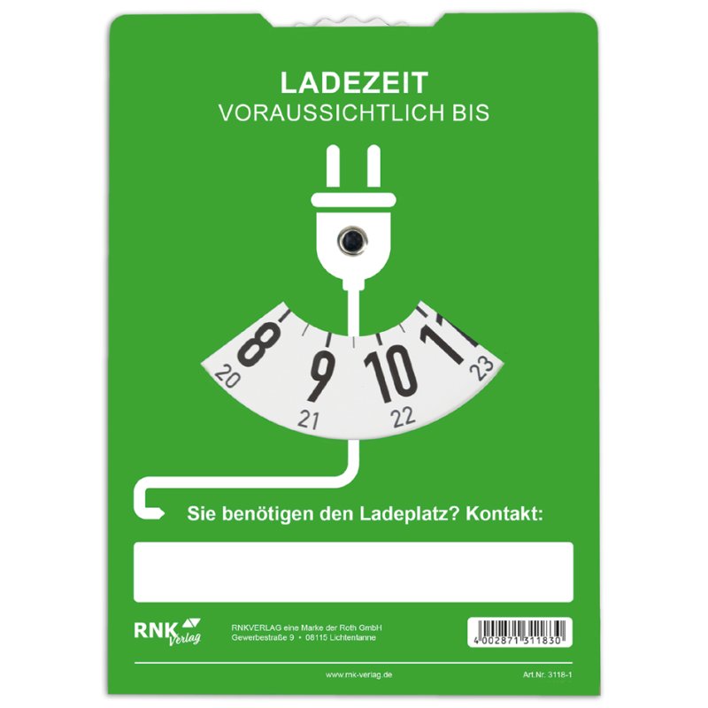 RNK Verlag parking disc with loading disc, cardboard, blue/green, 110×150 mm