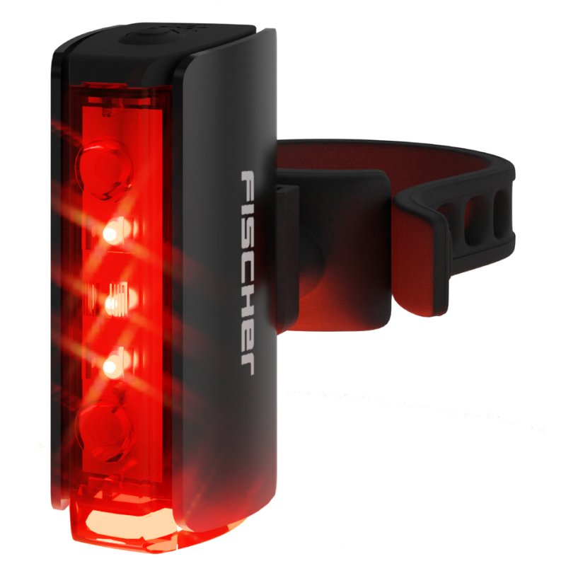 FISCHER feu arrière LED batterie vélo PLUS TWIN STOP, aluminium, rechargeable USB-C, IPX4