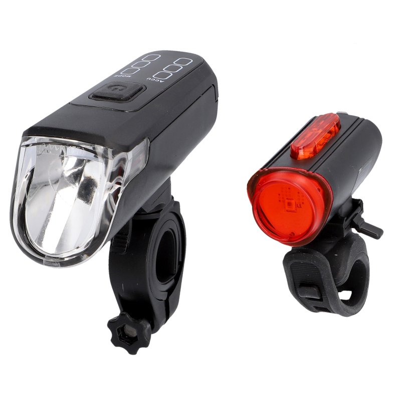 FISCHER Ensemble d'éclairage LED USB rechargeable TWIN, 60/30/15 Lux, USB