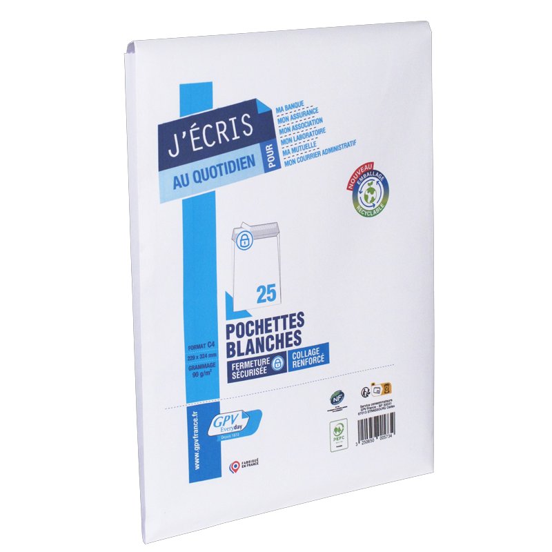 GPV C5 envelopes, 162 × 229 mm, white, 25 pieces