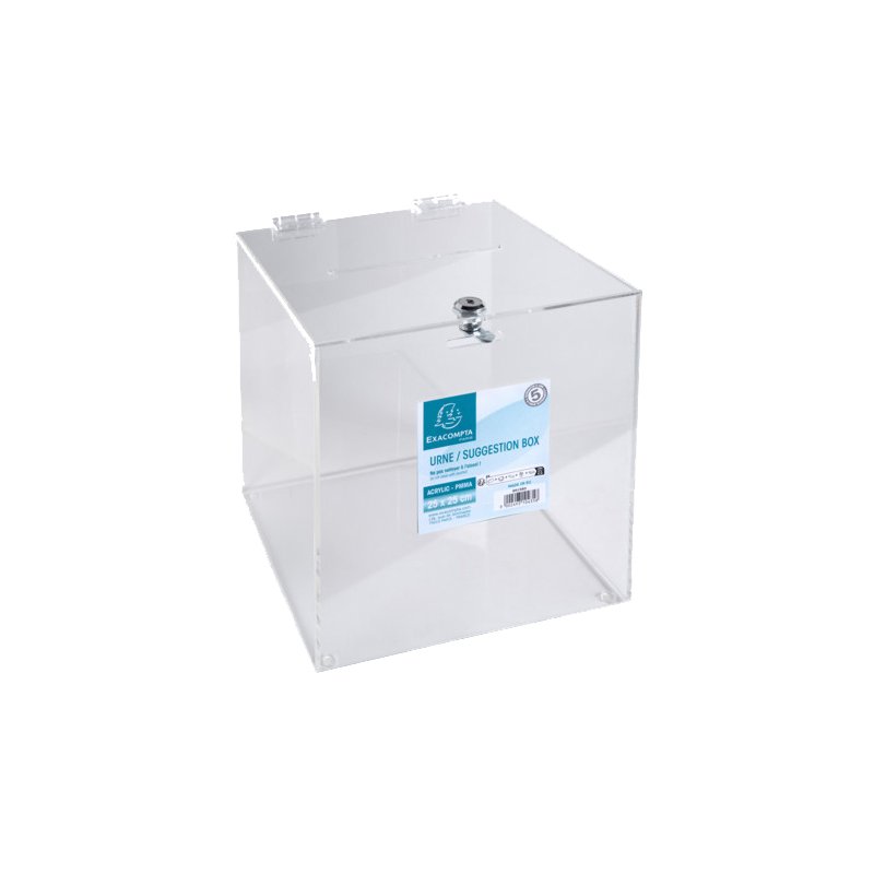 EXACOMPTA boîte de rangement acrylique, fermable, transparent, 250×250×250 mm