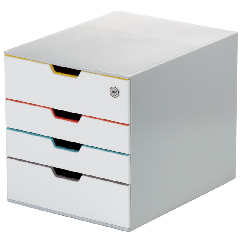 DURABLE boîte de rangement VARICOLOR MIX 4 SAFE, blanc avec dégradé de couleurs, fermable, A4