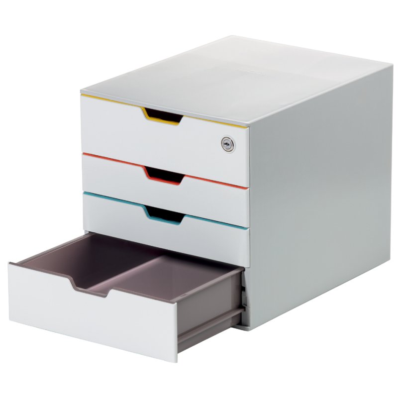 DURABLE boîte de rangement VARICOLOR MIX 4 SAFE, blanc avec dégradé de couleurs, fermable, A4