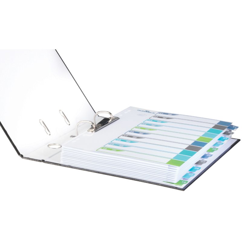 DURABLE kunststof tabbladen, gekleurde tabs, A4+, wit