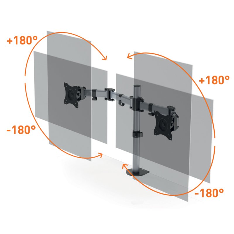 DURABLE monitorarm SELECT voor 2 monitoren, klembevestiging, 27 inch, zilver/zwart