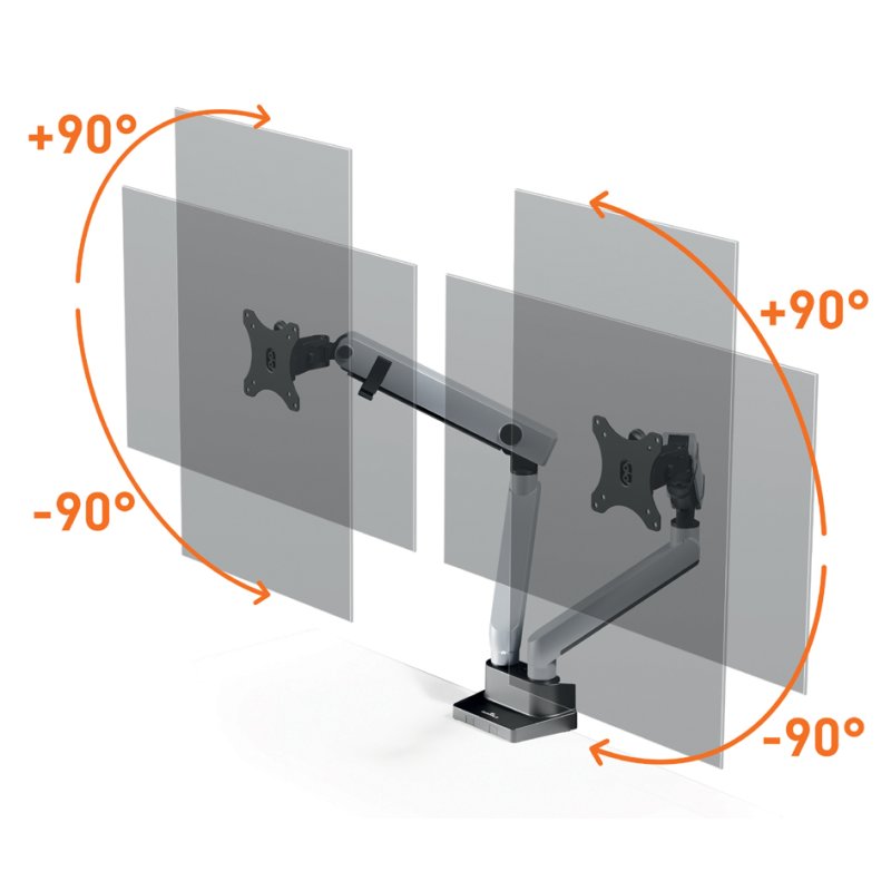 DURABLE monitorarm SELECT PLUS, 2 monitoren, klembevestiging, tot 32 inch
