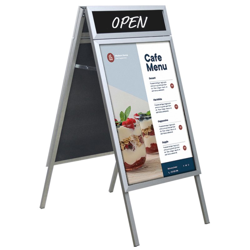 EUROPEL porte-affiche avec capot supérieur, étanche, A1, argent