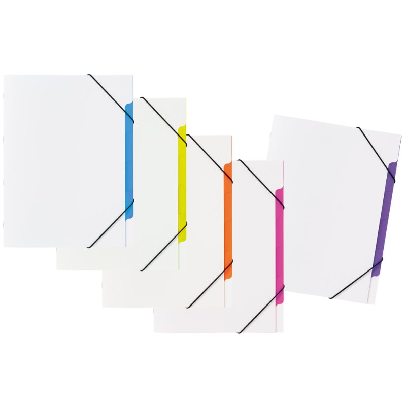PAGNA sorting folder set A4, white with colour accents, 5 compartments, pack of 5